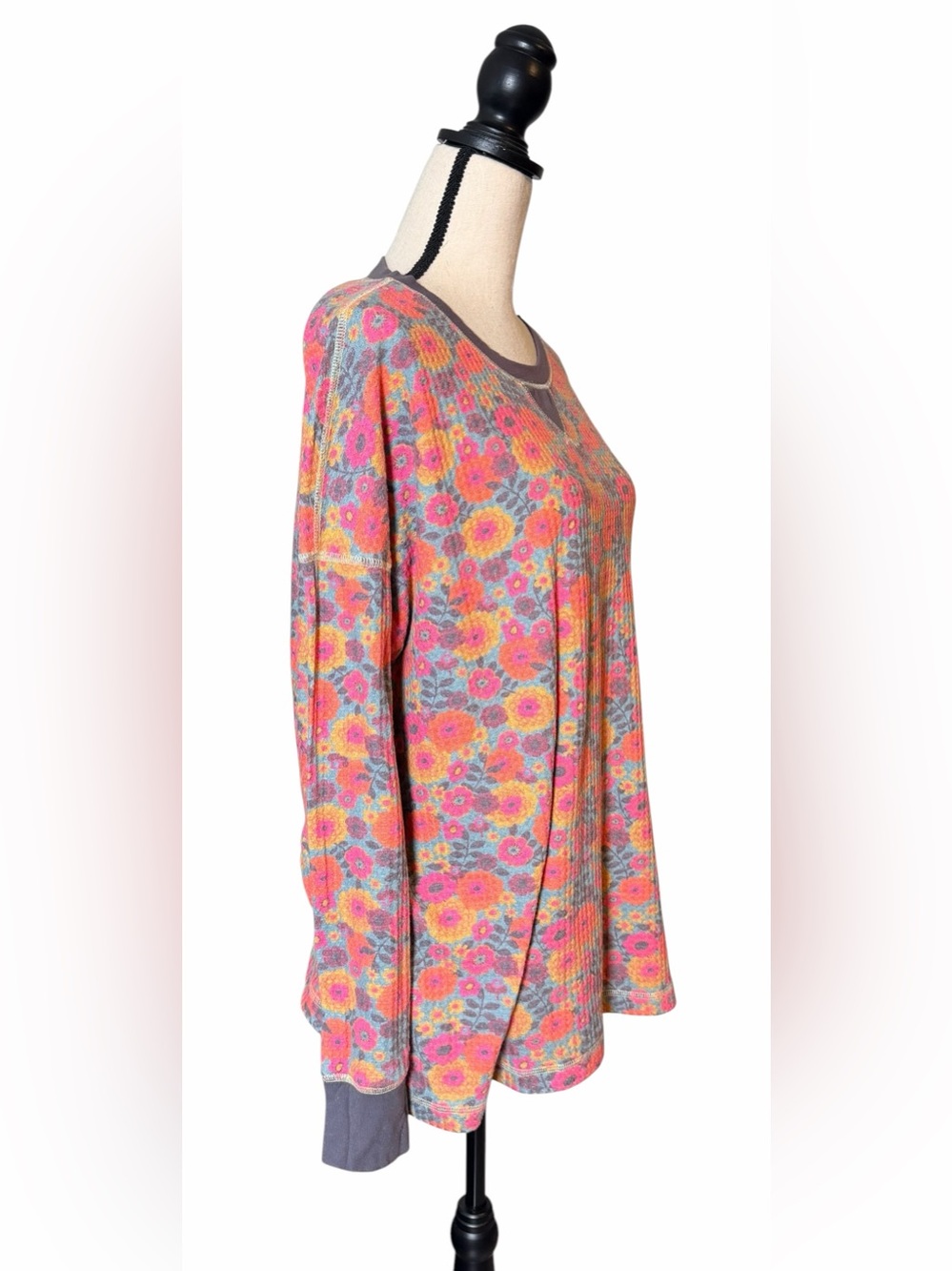 Natural Life Boho Waffle Knit Pajama Lounge Set - 3 Pieces, Floral Size XL - Picture 3 of 14